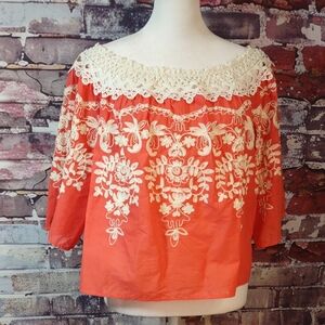 Flying Tomato Embroidered Peasant Top